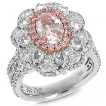 3.52ct 18k Two-tone Rose Gold GIA Certified Oval Shape Natural Fancy Pink Diamond Ring