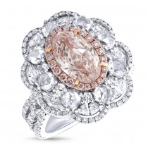 2.03ct Oval Cut Center and 3.05ct Side 18k Two-tone Rose Gold GIA Certified Natural Pink Diamond Ring