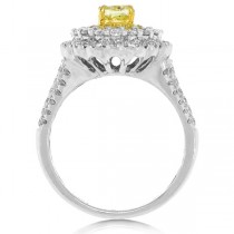 1.00ct Oval Cut Center and 1.19ct Side 18k Two-tone Gold EGL Certified Natural Yellow Diamond Ring