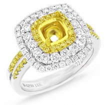 0.97ct 18k Two-tone Gold Natural Yellow Diamond Semi-mount Ring