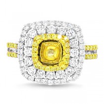 0.97ct 18k Two-tone Gold Natural Yellow Diamond Semi-mount Ring