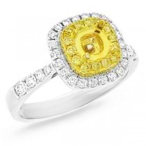 0.47ct 18k Two-tone Gold Natural Yellow Diamond Semi-mount Ring