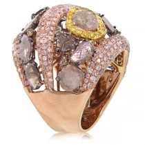 5.19ct 18k Rose Gold White & Fancy Color Diamond Ring