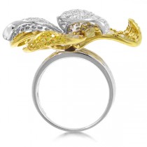 4.26ct 18k Two-tone Gold White & Fancy Color Diamond Flower Ring
