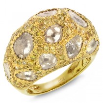 3.83ct 18k Yellow Gold Fancy Color Diamond Ring