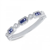 0.21ct Diamond & 0.42ct Blue Sapphire 14k White Gold Lady's Ring