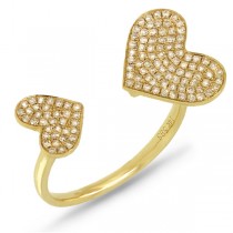 0.33ct 14k Yellow Gold Diamond Pave Heart Ring