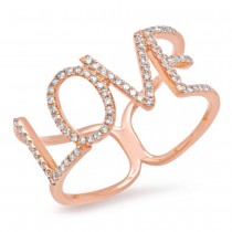 0.20ct 14k Rose Gold Diamond ''Love'' Ring Size 5