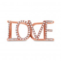 0.20ct 14k Rose Gold Diamond ''Love'' Ring Size 6