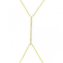 0.10ct 14k Yellow Gold Diamond Bar Body Chain Necklace