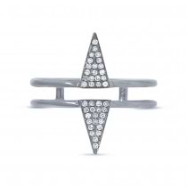 0.11ct 14k White Gold Diamond Pave Triangle Ring Size 4.5