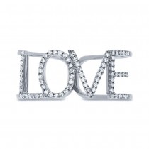 0.20ct 14k White Gold Diamond ''Love'' Ring Size 5.25