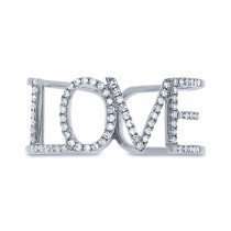 0.20ct 14k White Gold Diamond ''Love'' Ring Size 7.5