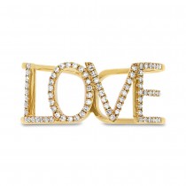 0.20ct 14k Yellow Gold Diamond ''Love'' Ring Size 5.5