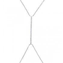 0.10ct 14k White Gold Diamond Bar Body Chain Necklace