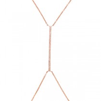 0.10ct 14k Rose Gold Diamond Bar Body Chain Necklace