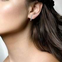 0.14ct 14k White Gold Diamond Bar Earrings