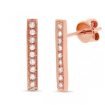 0.14ct 14k Rose Gold Diamond Bar Earrings