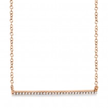 Diamond Pave Horizontal Bar Necklace 14k Rose Gold (0.08ct)