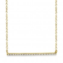 Diamond Pave Horizontal Bar Necklace 14k Yellow Gold (0.08ct)