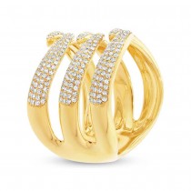 0.86ct 14k Yellow Gold Diamond Pave Lady's Ring