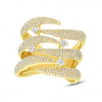 1.12ct 14k Yellow Gold Diamond Pave Lady's Ring