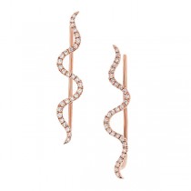 0.15ct 14k Rose Gold Diamond Ear Crawler Earrings