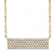 Diamond Pave Horizontal Bar Necklace 14k Yellow Gold (0.25ct)