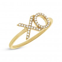 0.09ct 14k Yellow Gold Diamond ''XO'' Ring