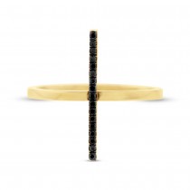 0.15ct 14k Yellow Gold Black & White Diamond Bar Lady's Ring Size 6