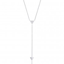 0.13ct 14k White Gold Diamond Pave Triangle Lariat Necklace