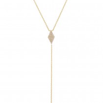 0.14ct 14k Yellow Gold Diamond Pave Lariat Necklace