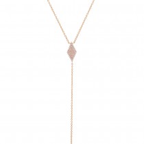 0.14ct 14k Rose Gold Diamond Pave Lariat Necklace