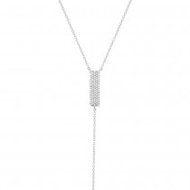 0.19ct 14k White Gold Diamond Pave Lariat Necklace