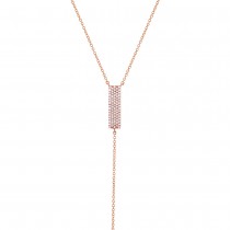 0.19ct 14k Rose Gold Diamond Pave Lariat Necklace