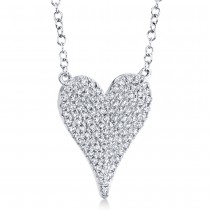 Diamond Pave Heart Pendant Necklace 14k White Gold (0.21ct)