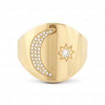 0.16ct 14k Yellow Gold Diamond Sun & Moon Ring