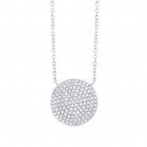 0.37ct 14k White Gold Diamond Pave Circle Necklace