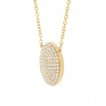 0.37ct 14k Yellow Gold Diamond Pave Circle Necklace