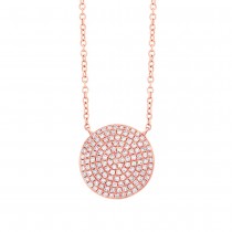 0.37ct 14k Rose Gold Diamond Pave Circle Necklace