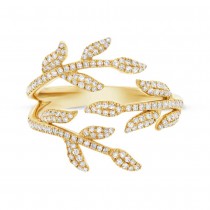 0.44ct 14k Yellow Gold Diamond Leaf Ring