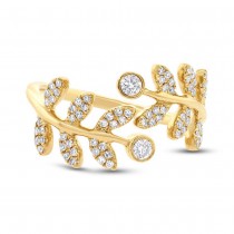 0.36ct 14k Yellow Gold Diamond Leaf Lady's Ring