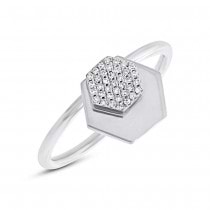 0.08ct 14k White Gold Diamond Hexagon Ring