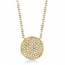 Diamond Pave Circle Pendant Necklace 14k Yellow Gold (0.15ct)