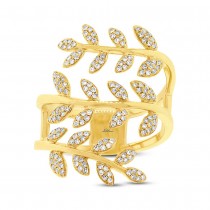 0.34ct 14k Yellow Gold Diamond Leaf Ring