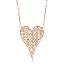 Diamond Pave Heart Pendant Necklace 14k Rose Gold (0.43ct)