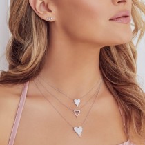 Diamond Pave Heart Pendant Necklace 14k Rose Gold (0.43ct)
