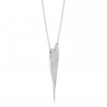 Diamond Modern Elongated Heart Pendant Necklace 14k White Gold (0.83ct)