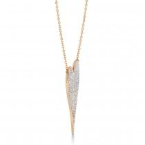 Diamond Pave Heart Pendant Necklace 14k Rose Gold (0.83ct)