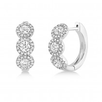 Diamond Halo Style Huggie Earrings 14k White Gold (1.10ct)